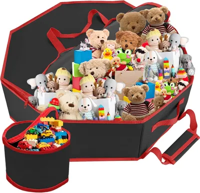 Produktbild von Aufbewahrungstasche Spielzeug Groß Organizer für Spielzeug 76x76x8 cm Schwarz