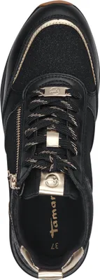 Produktbild von Tamaris Damen Sneaker 1-23732-41 Schwarz, 40 EU, Reißverschluss, mehrfarbig, Textil-Synthetik-Mix, Freizeit, 100% vegan, Memory-Sohlen-Technologie