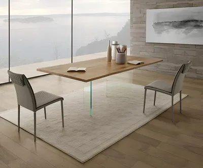Produktbild von r Esstisch Elegante Holzplatte Designer Glasbeine Tisch