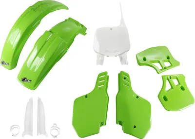 Produktbild von Verkleidungskit UFO PLAST 9-teilig Verkleidungssatz Kunststoff mit Gabelschutz für Kawasaki KX 500 ccm Bj. 1996 - 1999, Farbe:grün / weiß