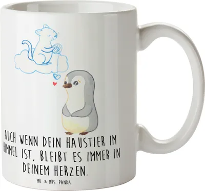 Produktbild von Mr. & Mrs. Panda Becher Trauerbewältigung Haustierverlust - Weiß - Geschenk, Trost, Motivtasse, Kaffeetasse, Erinnerung, Haustier, für immer im Herzen, Trinkbecher, Tasse