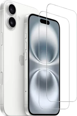 A white iPhone is shown next to two screen protectors.