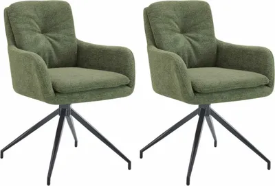 Immagine prodotto di set di sedie da pranzo 2 pezzi - sedie da cucina - funzione girevole a 180° | colore: verde