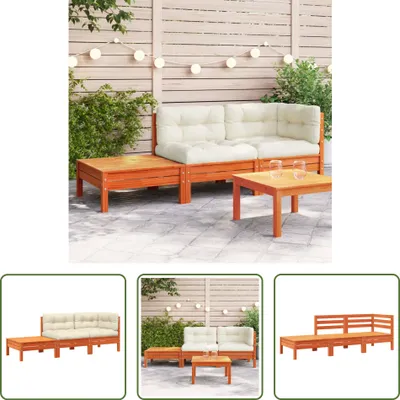 Produktbild von The Living Store Gartensofa mit Kissen und Fußhocker Massivholz Kiefer