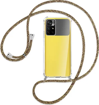 Produktbild von Handykette Backcover-Schutzhülle mit Band (Metall silberfarben) für Xiaomi Redmi Note 11 - braun+beige