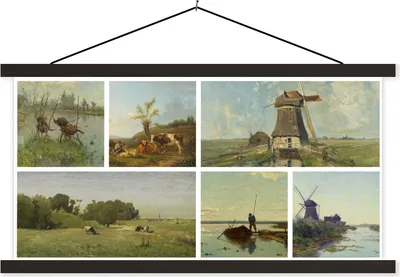 Produktbild von MuchoWow® Textilposter Collage - Niederlande - Alte Meister 60x30 cm mit schwarzem Rahmen - Textilien