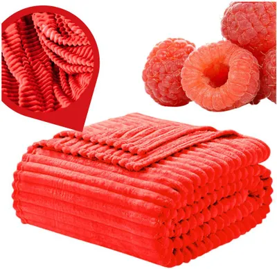 Produktbild von Rote Decke 200x220cm geprägte Streifen Bettdecke groß stilvoller Schutz