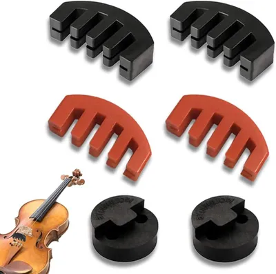 Productafbeelding van Viool dempers - Muziek accessoires - Stil oefenen - Uitgebreide set - 4 stuks - Zwart rood