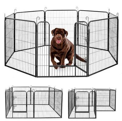 Immagine prodotto di Recinto per cani pieghevole - Recinto per cuccioli 8 pannelli - 80 x 80 cm - Metallo - Nero