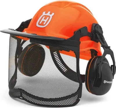 Image de Casque de bûcheron complet Husqvarna Functional forestier fluorescent – ORIGINAL