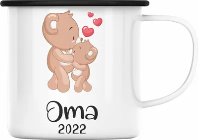 Produktbild von Trendation - Du Wirst Oma 2022 Emaille Tasse Geschenk Schwangerschaft Verkünden Großmutter Überraschung Baby Emaille Emaille Tasse Oma (Schwarz)