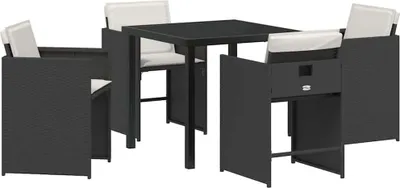Image de vidaXL Ensemble de jardin 5 pcs noir Poly-Rattan