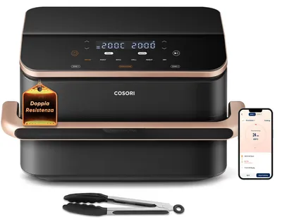 Image de Cosori Dual Blaze Twinfry Chef Edition Double 10 L Autonome 2800 W Friteuse d’air chaud Gris foncé, Or rose