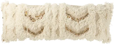Produktbild von J-Line - Kissen Rechteck Pfeile Pailletten Wolle/Baumwolle Creme/Gold - 100x35x12cm