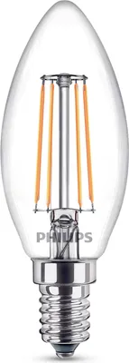 Produktbild von Philips Filament-Kerzenlampe, B35 E14, klar, 40 W, 2,3 W, 40 W, E14, 485 lm, 50000 h