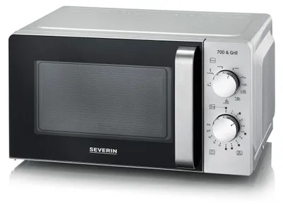 Produktbild von Severin MW 7780, Arbeitsplatte, Grill-Mikrowelle, 17 l, 700 W, Drehregler, Schwarz, Silber