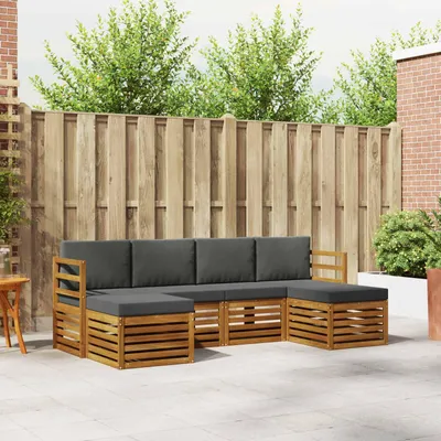 Produktbild von "Neues Produkt" Sofagarnituren - CLORIS - Terrassen-Sofa - 6 pcs - Natur und Anthrazit Massivholz Akazie - Modern Gartensofas V2128