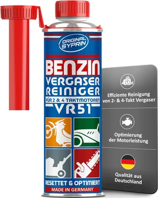 Produktbild von Original Syprin Vergaserreiniger VR51 für 2 Takt 4 Takt Benzin Motoren - geeignet für Auto und Motorrad I Additiv zur Vergaser Reinigung