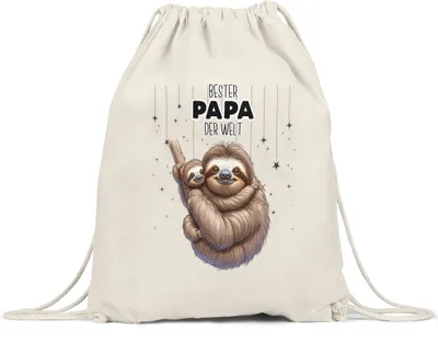 Produktbild von Bester Papa der Welt Faultier Papa Turnbeutel - Liebe Vater Geschenk Vatertag
