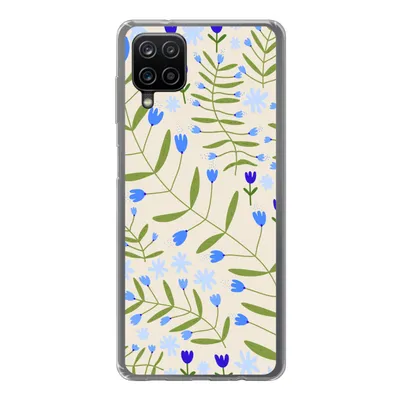 Produktbild von MuchoWow® Handyhülle Schutzhülle Hülle für Samsung Galaxy A12 Blume - Blätter - Blau Silikon Softcase Handy Hülle - Bild