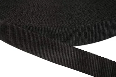 PP Gurtband 10 mm, 1,2 mm, 41 Farben, Schwarz, 12 m