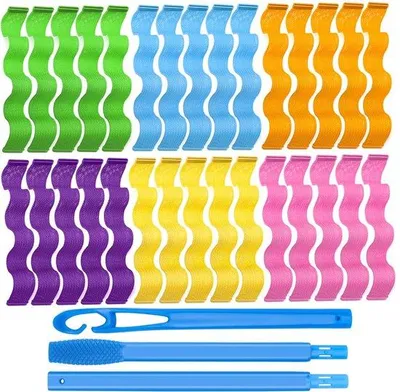 Immagine prodotto di Set da 30 pezzi di bigodini a spirale, senza calore, realizzati in plastica morbida e di alta qualità, adatti a tutti i tipi di capelli, inclusi gli accessori per lo styling