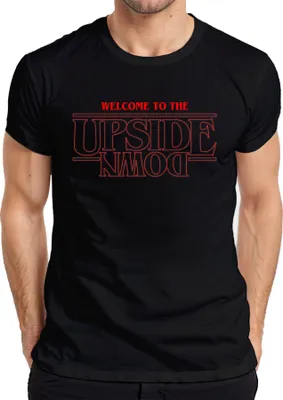 Obrázok produktu pre WELCOME TO THE UPSIDE DOWN Stranger Horror 80s Retro Demogorgon Pánske tričko, čierne, XL