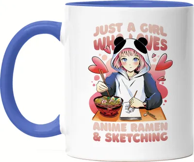 Produktbild von Just A Girl Who Loves Sketching And Anime Ramen Tasse Blau Otaku Baka Manga Comic Geschenkidee Fans