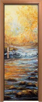 Produktbild von Türposter 70x200 cm Türaufkleber Türtapete Türfolie Klebefolie Landschaft Wasser Bäumen Herbst