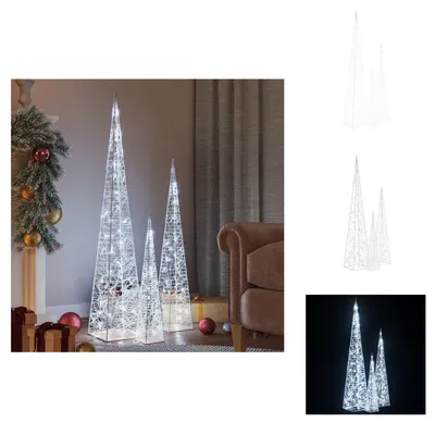 Produktbild von vidaXL LED-Leuchtkegel-Set Acryl Deko Kaltweiß 60/90/120 cm - Weihnachtsbeleuchtung