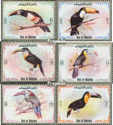 Produktbild von Briefmarken Ras al Chaima 1972 Mi 920A-925A (kompl.Ausg.) postfrisch Tukane