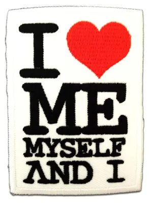 Obrázek produktu pro I Love Me Myself And I - Záplata, nažehlovací, nažehlovací obrázek, nášivka, nažehlovací, velikost: 6,8 x 7,6 cm