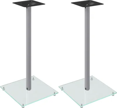 Image de vidaXL Support de haut-parleur 2 pcs. argenté verre dur 1 colonne