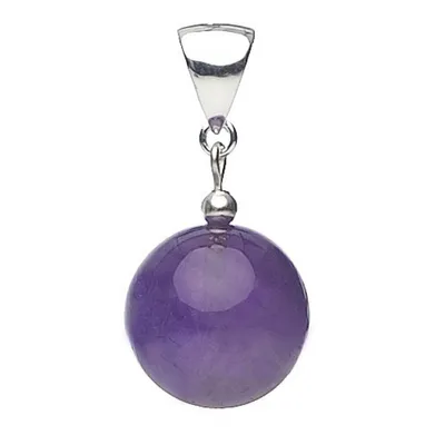 Produktbild von Anhänger aus echtem Amethyst & 925 Silber violett lila glatt Kugel Halsschmuck Damen