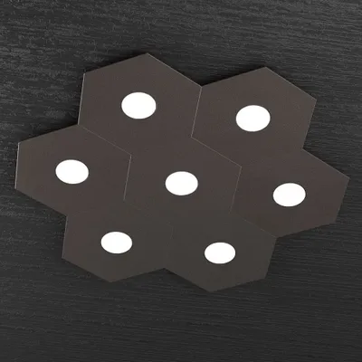 Immagine prodotto di Plafoniera Moderna Hexagon Metallo Marrone 7 Luci Led 12X7W