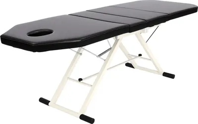 Obrázok produktu pre Masážny stôl – sklopný – operadlo nastaviteľné v uhle 70° – opierka nôh 45° – s vankúšom – pre kúpele/salón/ordináciu/domáce použitie – čierny