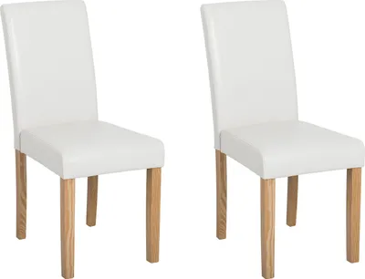 Produktbild von BELIANI Esszimmerstuhl 2er Set Weiß Kunstleder Holzbeine Retro-Stil