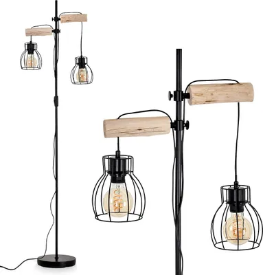 Produktbild von Aprica »Aprica« Vintage Stehleuchte aus Metall/Holz in Schwarz/Natur