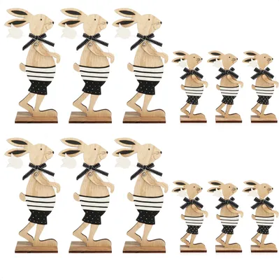 Produktbild von COM-FOUR® 12x Deko Aufsteller - Großer und kleiner Osterhase mit Blume