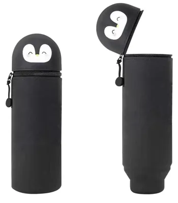 Produktbild von 2-in-1-Federmäppchen mit Reißverschluss und weicher Silikontasche, Stifthalter, Cartoon-Design, großes Fassungsvermögen