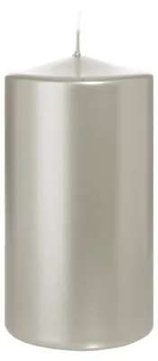 Produktbild von Zylinderkerze/Stumpenkerze - metallic silber - 13 x 7 cm - 52 Brennstunden