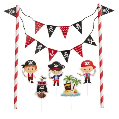 Produktbild von dekora - Piraten Tortendeko Set – 6 Teile, PVC, wiederverwendbar