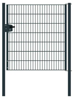 Produktbild von Drahtgittertor 1-flügelig, Durchgangslichte: 134 cm, Gesamtbreite inkl. Pfosten: 146 cm - Ausführung: anthrazit beschichtet, Höhe: 143 cm