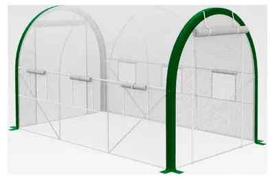 Produktbild von Foliengewächshaus 3,58 x 2,1 x 2,1 m mit Rolltür und Fenster, Treibhaus für Garten und Balkon, verzinkter Stahl, Weiß