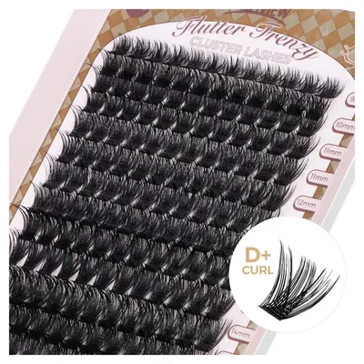 Image de Clusters pour extensions de cils, courbure D+, aspect naturel, 168 pièces, mélange de longueurs de 9 à 16 mm