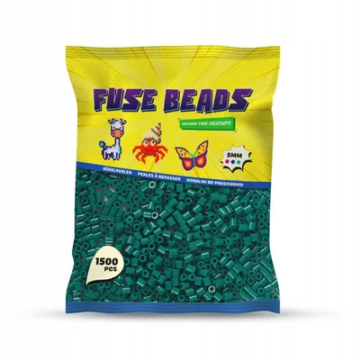 Produktbild von Benny Beads Bügelperlen 1500 Stück, Midi-Größe 5mm, Kreatives Bastelzubehör DIY Fuse Beads (Dunkelgrün)