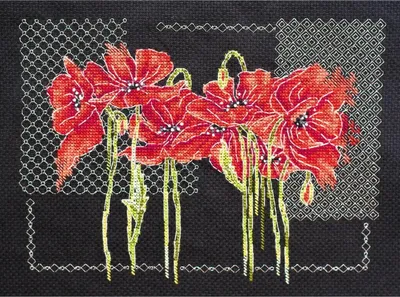 Produktbild von Abris Art Kreuzstich Set "Mohnblumen", Zählmuster, 17x22cm