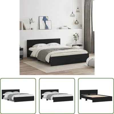 Produktbild von The Living Store Bettgestell mit Kopfteil Schwarz 140x200 cm