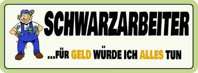 Produktbild von vianmo Holzschild 10x27 cm Schwarzarbeiter Beruf Arbeit
