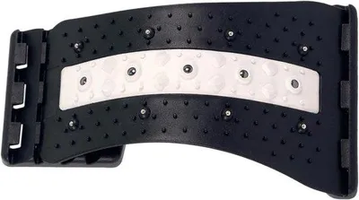 Produktbild von Rückendehnung für den unteren Rückenbereich – Lendenwirbelstütze – Entspannung für den Rücken – 4 verstellbare Stufen – 32 x 19 cm – Schwarz